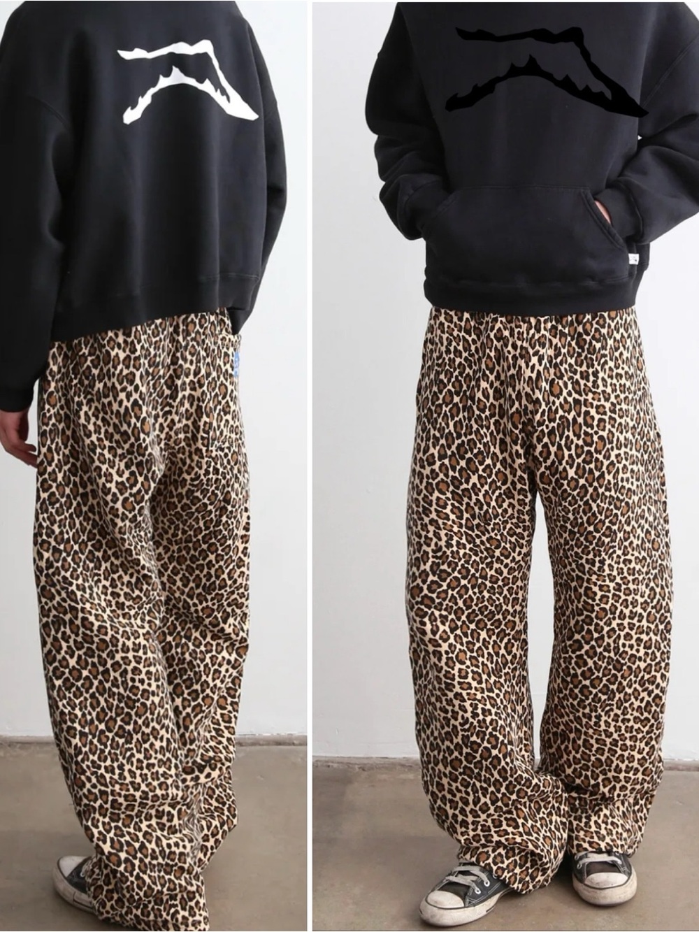 Akimbo Animal Print Heavyweight Fleece Sweatpants Medium Streetwear Cheetah
